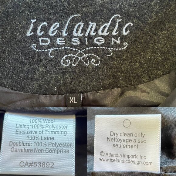 Icelandic Women's Wool Gray Jacket Floral Embroidery Zipper Closure Size XL - Picture 4 of 10